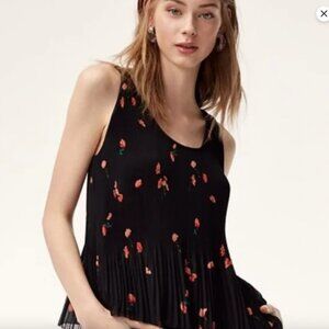 Aritzia Wilfred Black Pleated Floral Tank Size XS
